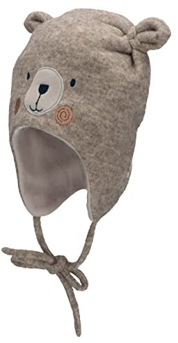 Sterntaler Baby Jungen Mütze Baby Mütze - Mütze Baby, Kappe Kinder - aus Strickfleece mit Ohren und Bindeband - hellgrau, 51