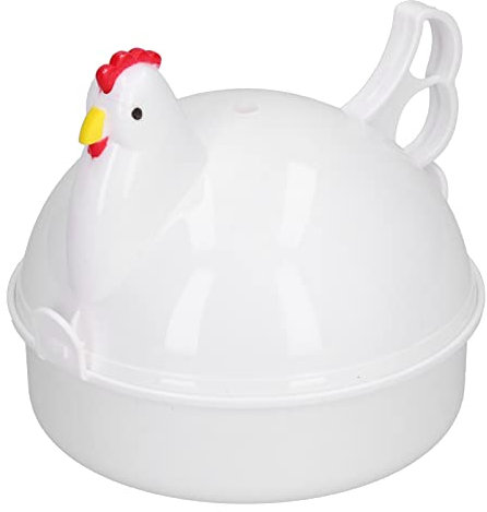 Eierdampfer, Eierkocher mit 4 Eiern in Hühnerform, hitzebeständiger Mikrowellen-Eierkocher, Eierpochierer, Mikrowellen-Eierkocher für die Küche zu Hause, Eierkocher Mikrowellen-Ei-Wilderer Eierko