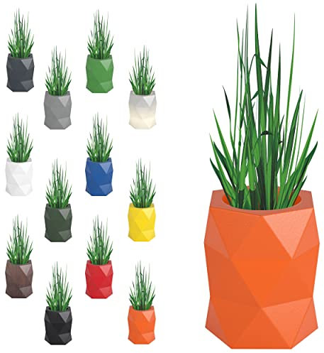 Monumo® Modena Pot de fleurs de grande taille XXL avec boîte intérieure - Résistant aux intempéries - Support pour jardin, balcon - Vase moderne - Plusieurs couleurs - 46 x 46 x 54 cm - Orange