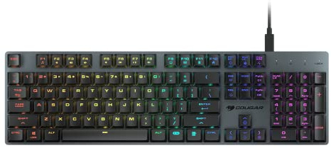 COUGAR Gaming Clavier Gaming LUXLIM AZERTY MECANIQUE RGB Red Switch ALU RVB Noir