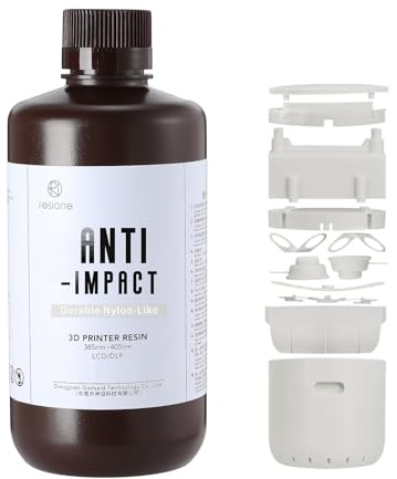 RESIONE Anti-Impact 3D Drucker Resin - Schlagfestes Extrem Robustes Nylonartiges Druckharz mit langfristiger Versprödungsbeständigkeit für funktionale Prototypen, Miniaturen (Weißgrau 1kg)