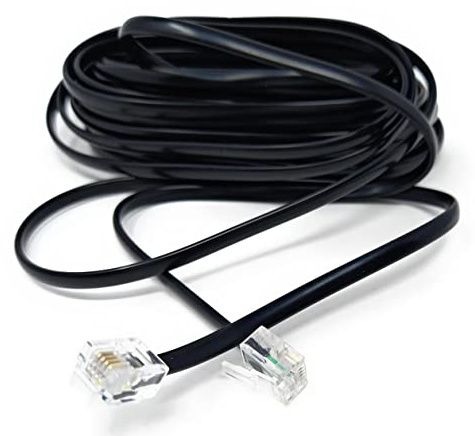 DRUT RJ11 to RJ11 Telephone Landline Cable, 7.5m ADSL | (6P4C), Flat Lead, High Speed, BT Internet Broadband, Male to Male, Router, Modem, Phone Extension Wire, 24.6ft, Black