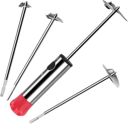 Edelstahl Obst Gemüseentkerner 1 und Rot Satz für Zuhause | Ergonomischer Griff, für Früchte und Gemüse, Schnelles Entfernen des Kerns, Saubere Zubereitung