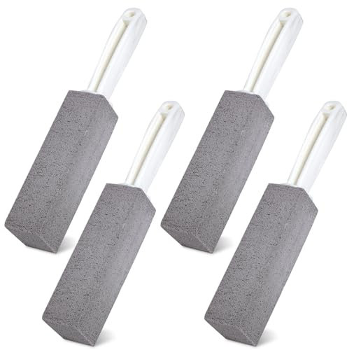 4 Packs Pumice Cleaning Stone with Handle, Pumice Stone for Toilet Bowl Cleaning for Cleaning Toilets, Bathtubs, Grills, Swimming Pools, Sinks