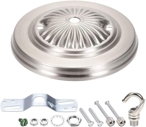 XYWHPGV Retro Leuchte Baldachin Kit mit Haken, Vintage Kronleuchter Deckenplatte, 5-1/8 Zoll 130mm Nickel gebürstet(12b67 0ac1d d565e 753c6 a6ed2 830de