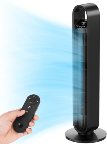 CURECURE Turmventilator mit Fernbedienung, mobiler Lüfter, 70° Oszillation Tower Fan, Ventilator Säulenventilator, 1-12 Stunden Timer, 3 Modi, 3 Geschwindigkeiten (Schwarz, 36 inches)