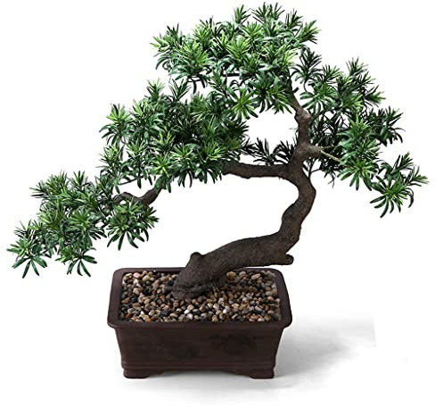 HAODUOO Künstlicher Bonsai-Baum, Bonsai-Kiefer, grüne Pflanze, Topfpflanzen, geeignet for Wohnzimmer, Büro, Desktop, Veranda, Dekoration, gefälschte Topfpflanze