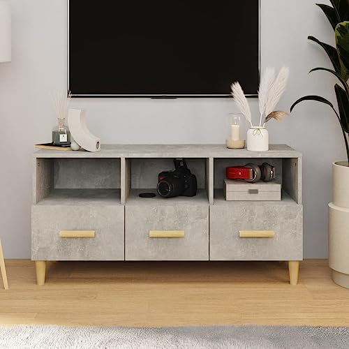 Natulvd TV Console Table with 3 Drawers for TV up to 40 in, Modern TV Stand Unit for Media Cable Box Gaming Consoles, TV Stand & Entertainment Center for Living Room Bedroom (Grey)