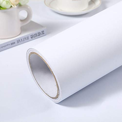 Warmiehomy Carta da parati autoadesiva 60cm x 10m opaca stacca e attacca carta da parati rivestimento in vinile carta adesiva bianca plastica con retro adesivo in rotolo per soggiorno cucina armadi