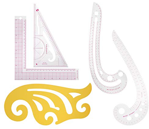Muster-Nählineale-Set, 5-teilig, französisches metrisches Lineal aus Kunststoff, zum Nähen, französisches Kurvenlineal, transparentes DIY-Schneid- und Zeichenwerkzeug zum Nähen,