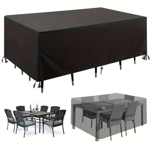 AJALGZ Abdeckung Gartenmöbel Winterfest 120x90x110cm/LxBxH Wasserdicht und Winddicht 420D Oxford Gewebe Outdoor Schutzhülle für Terrassenmöbel-Schwarz