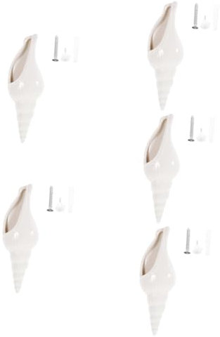ABOOFAN 5st Muschelvase Aus Keramik Wand-Keramik-blumentopf Blumenwandvase Wandvasen Zur Dekoration Wandblumenvase Aus Blumentopf-anhänger Wandblumenhalter Wandblumentopf Weiß