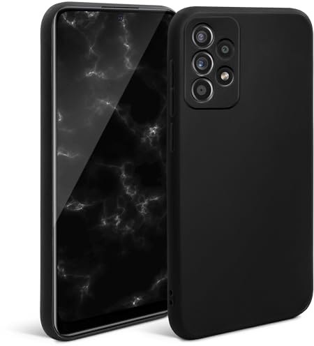 Moozy Minimalist Series Silicone Phone Case for Samsung Galaxy A52 5G/4G, Samsung A52s 5G, Matte Finish Lightweight Mobile Phone Case Slim Soft Protective TPU Cover with Matte Surface, Black