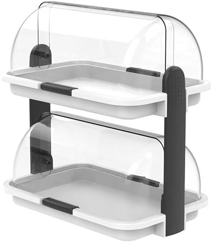 meberg Doppel Brotkasten Brotbox XXL 38x26x35,5 cm. Frischhaltebehälter. Partybox. Gebäckbehälter Buffet Vitrine Lebensmittelbehälter Obstbehälter spülmaschinengeeignet BPA frei leicht zu reinigen
