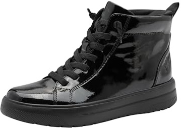 Jana Sneaker da Donna Facili da infilare Alte con Comoda Larghezza Extra vegane, Nero (Black Patent), 37 EU