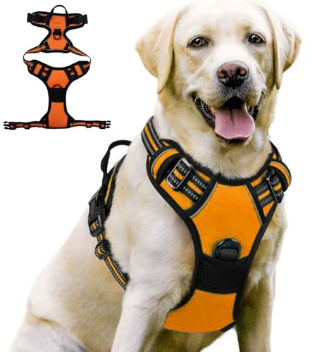 MEIION TrueSafe Anti Zieh Hundegeschirr für Mittelgroße und Große Hunde, Anti-Zug Brustgeschirr, Verstellbar, No Pull Atmungsaktiv mit Reflexstreifen, Sicheres Hundegeschirr
