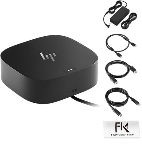 HP Docking Station for Dual Monitor Bundle - 1 Year Warranty, HP USB-C G5 Dock for USB-C & Thunderbolt Laptop with 120W AC Adapter + HDMI & DisplayPort Cables + USB Cable