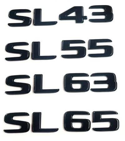 NBCNZCTSAS 3D ABS Chrom glänzend Schwarze Buchstaben for Kofferraum passend for Mercedes Benz SL43 SL55 R230 SL63 SL65 AMG Logo Emblem Aufkleber Zubehör(Glossy Black,SL55)