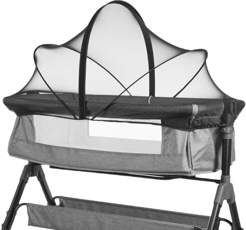 Universelles Moskitonetz für Reisebett, Gitterbettabdeckung mit Leisem Reißverschluss für Betten, Einfacher Zugang, Feinmaschiges Netz für Babys, 100×55×55CM (Schwarz) | Universelles Gitterbettabdeckung mit Leisem Reißverschluss für Betten, Feinmaschiges Netz für Babys