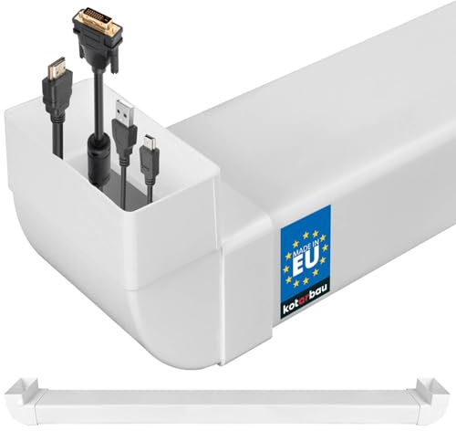 KOTARBAU® Kabelkanal - PVC - 110 x 55 mm - 162 cm Lång - Kabelkanal TV - Vit - Kabelhantering - Kablar Gömma Bakom Väggen - Kabelskydd för Kablar
