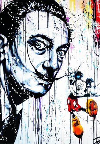 Disney Póster decorativo de pared Serie Cartoon Mickey Mouse con Salvador Dalí Impresión sobre papel Patinata 40 x 30 cm sin marco