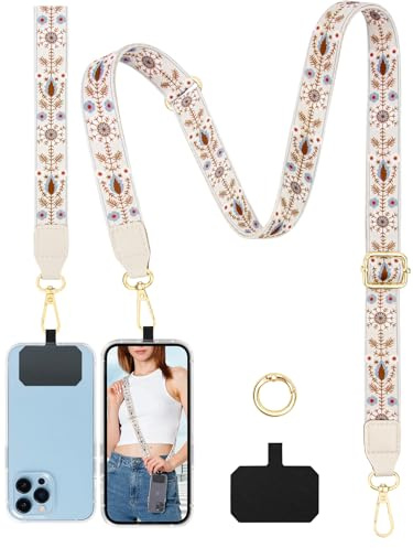 Faneam Correa Universal para Teléfono Móvil, Cordón Movil Colgar Ajustable con Motivos Chic, Correas para Bolsos de Mujer, Anchura de 2,5 cm, Colgador Móvil Cuello, Colgador Lanyard Móviles para Mujer