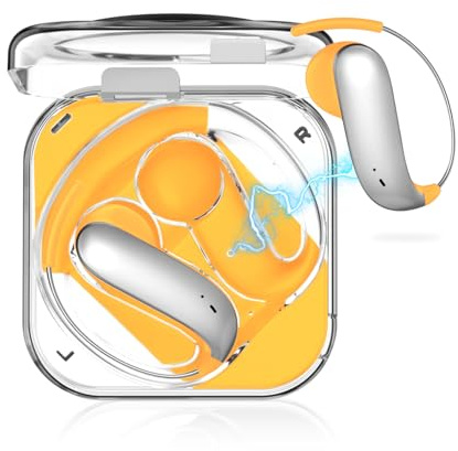 CATGIFF Cuffie Bluetooth 6.0, Ultraleggero 4.6g Wireless Auricolari Sport, Design Aperto, Stereo HiFi On Ear, IP6, Bassi Potenti, Chiamate Chiare, 45H di Autonomia, per Ciclismo/Fitness,Giallo