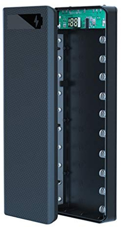 SELVFZ 10 x 18650 - Caja de almacenamiento de batería externa para teléfono de carga de carcasa, batería portátil, botón de pilas F, pilas electrónicas, reloj alcalino de litio, color negro