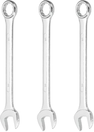 sourcing map 3 llaves combinadas de 24 mm, caja métrica de 12 puntos y extremo abierto, acero chapado en zinc, herramienta de llave de doble extremo para reparación de automóviles, tuberías, muebles