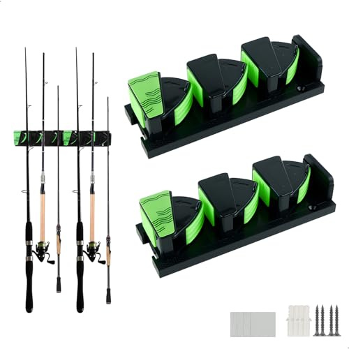 duozoanz Soporte Cañas de Pescar, CañEros Barco, Juego de 2 Unidades, Cada Soporte Almacena Hasta 3 Cañas, Portacañas Pesca de PláStico con Goma UV Antideslizante, Ideal Para Barco o Garaje