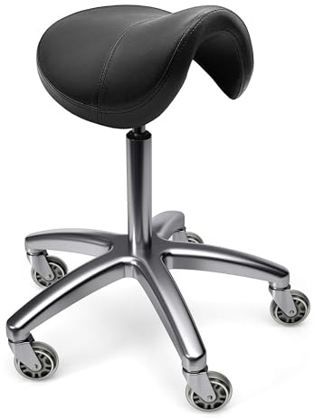 FXLUHAY Taburete Giratorio con Ruedas, cómodo y con Forma de Silla de Montar, Ideal for Cocina, SPA, Tatuajes, pedicuras y masajes.