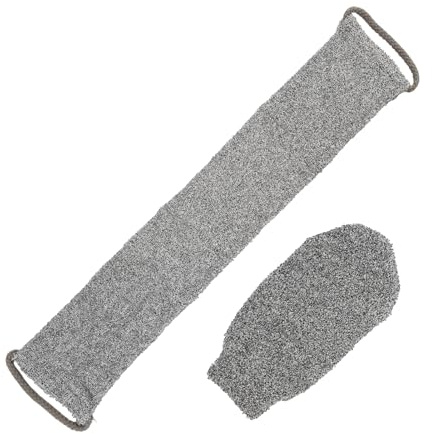 LifgWas - Guante de correa para lavavajillas y guante exfoliante de fibra de bambú natural, 100%, gris, exfoliación y limpieza profunda bajo la ducha, lavado de espalda
