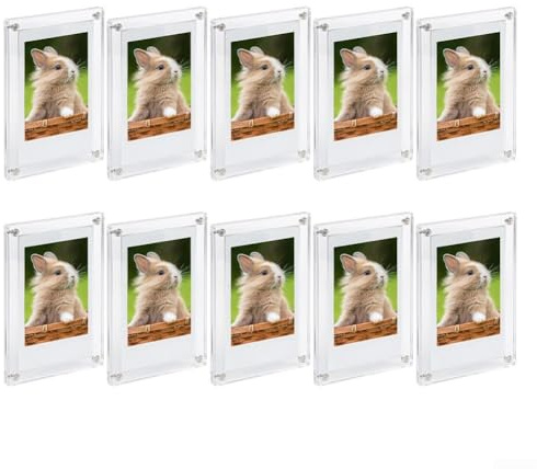 Set di 10 cornici portafoto magnetiche in acrilico su entrambi i lati, per esporre foto e ricordi (7 x 10,5 cm)