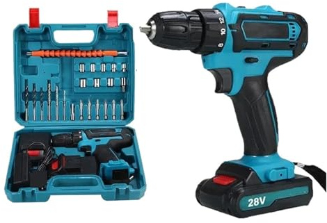 Taladro De Impacto Inalámbrico De 28 V Taladro Eléctrico Recargable De Alta Potencia Batería De Litio Velocidad De 1350 Rpm Destornillador Multifuncional Robusto Y FáCil De Usar