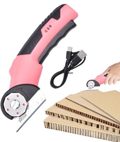 Tagliacartone Elettrico, Taglierina Rotante con Blocco di Sicurezza e Luce LED, Elettriche Ergonomiche, Per Cartone, Garage, Fai Da Te, Pelle, Falegnameria, Cucina, Tappeti e