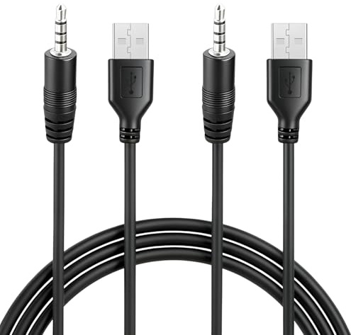 Bgfaquri Câble audio USB vers 3,5 mm, Câble Jack Audio 3,5 mm Mâle vers USB 2.0 Stéréo Auxiliaire, Câble USB à Prise 3.5millimètres pour Recharge de Casques Sans Fil et Appareils Compatibles, 1m