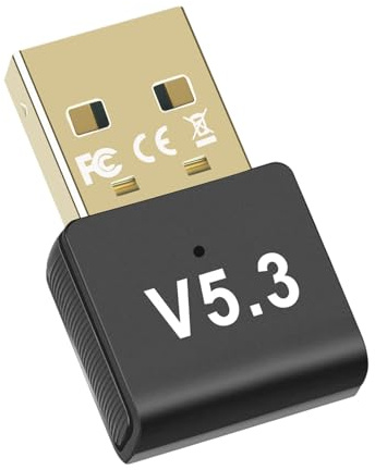 Bluetooth 5.3 Adapter for PC, USB A Bluetooth Adapter Wireless USB Dongle Receiver compatible with for Windows 11/10/8.1/7 macOS PC Laptop Headphone/Speaker Connector,Plug and Play