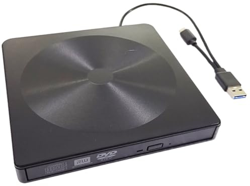 BESPORTBLE Grabadora de DVD Externa USB Tipo C Multifuncional Unidad Óptica Portátil Negra Compatible Portátil y PC Tamaño Compacto para Uso Multimedia y Transferencia de Datos