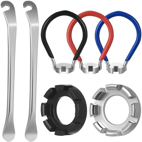 Chiavi a Raggi per Bicicletta - 7 Pezzi Tiraraggi Bici Universale, Tiraraggi con Leve Smontagomme Chiave Raggi Bici per Biciclette da Strada Mountain Bike