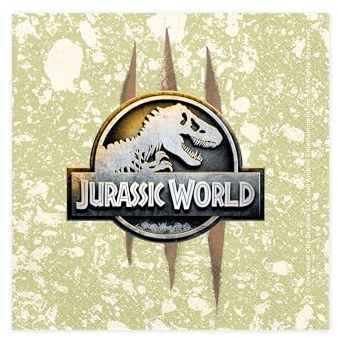 Jurassic World - Lot de 20 serviettes en papier 2 couches - Avec logo - Pour anniversaire d'enfant - 33 x 33 cm - Vert beige