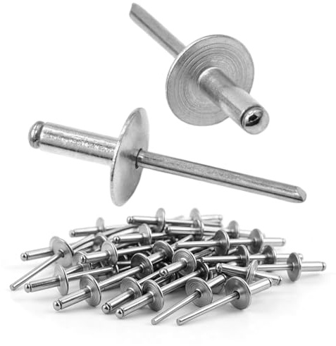 Jiahezhi Blindnieten 5x20 mm mit Großem Flansch, 140 Stück silberne Kuppelkopf Popnieten Alu Nieten für Holzbearbeitung, Blechverarbeitung, Kraftfahrzeuge, Maschinen und Industrie