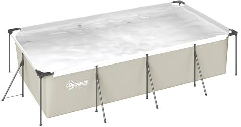 Outsunny Piscine Tubulaire Rectangulaire 394,5x208,3x80,5 cm 6075 L Gris