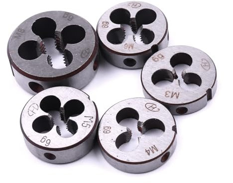 ATOPLEE Metrisches Schneideisen Satz, Rechtsgewinde, Handmaschine Gewindeschneideisen,M3 M4 M5 M6 M8 [5 Größen]