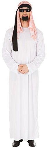 dressforfun tectake Herrenkostüm Scheich | Kopfbedeckung und Kordel | Extravagantes Kostüm aus 1001 Nacht | inklusive Bart zum Ankleben (L | Nr. 301032)