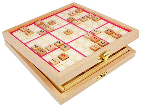 Andux Zone Sudoku Planche Boîte 3-en-1 en Bois Numéro Place Jouet SD-03 (Rose)