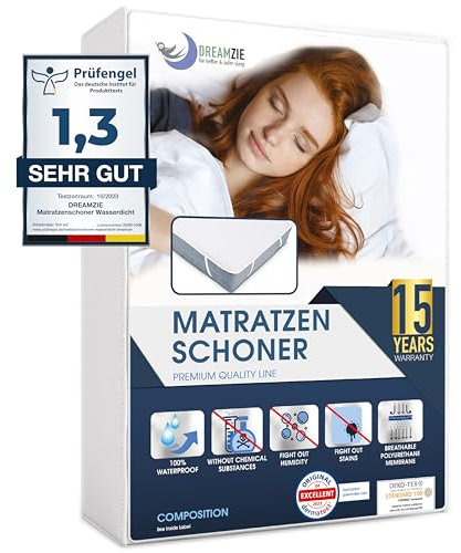 Matratzenschoner 90 x 200 cm Wasserdicht Made in EU und Oeko-TEX Zertifiziert von Dreamzie - Nässeschutz 90x200 Atmungsaktive