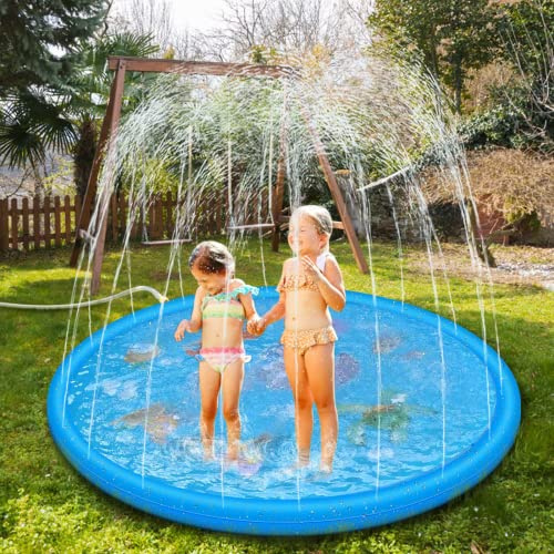 Anpro 170 cm / 68 Splash Pad,Splash Pad for Kids over 6 Years Old/Pets,Including 15 PCS Anti-slip Tapes Garden Toys,Outdoor Spray Water Toys,paddling pool for kids