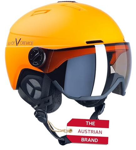 Black Crevice Skihelm Calgary mit Visier, neon orange mat/Silver, S/M (54-57)…