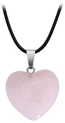 BlackAmazement Anhänger Halskette Naturstein Herz Heart Rosenquarz Blaufluss Aventurin Türkis Amethyst Jade Weiß Malachit Blauer Onyx Watermelon Tigerauge Goldfluss Damen
