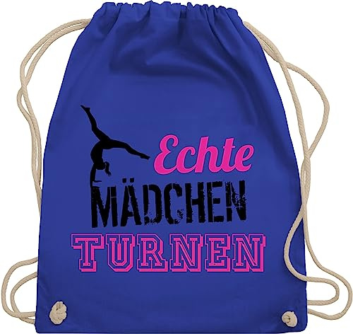 Shirtracer Turnbeutel Rucksack - Kinder Sport Kleidung - Echte Mädchen turnen fuchsia - schwarz - Unisize - Royalblau - gymnastics bag girls kinderturnbeutel 25. geburtstag turn stoffrucksack